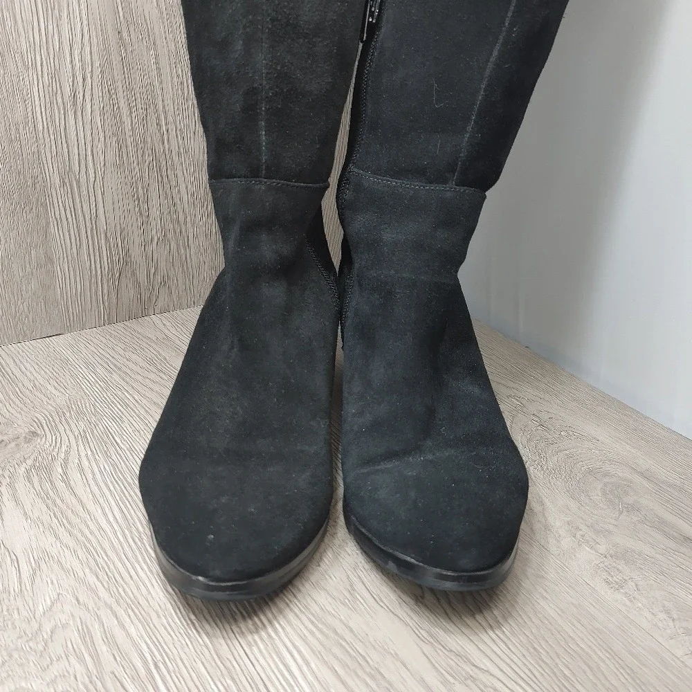 Blondo Gallo Riding Knee Boot Black Suede‎ Waterproof Block Heel 8.5 B6225